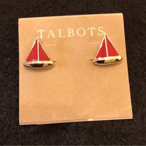 Talbots red sailboat earrings. Gold trimmed.     NWT